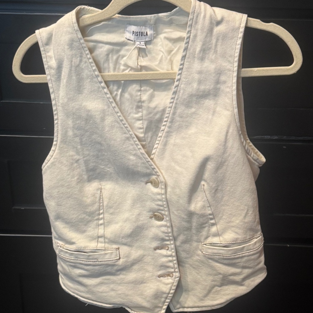Veto denim vest in off white